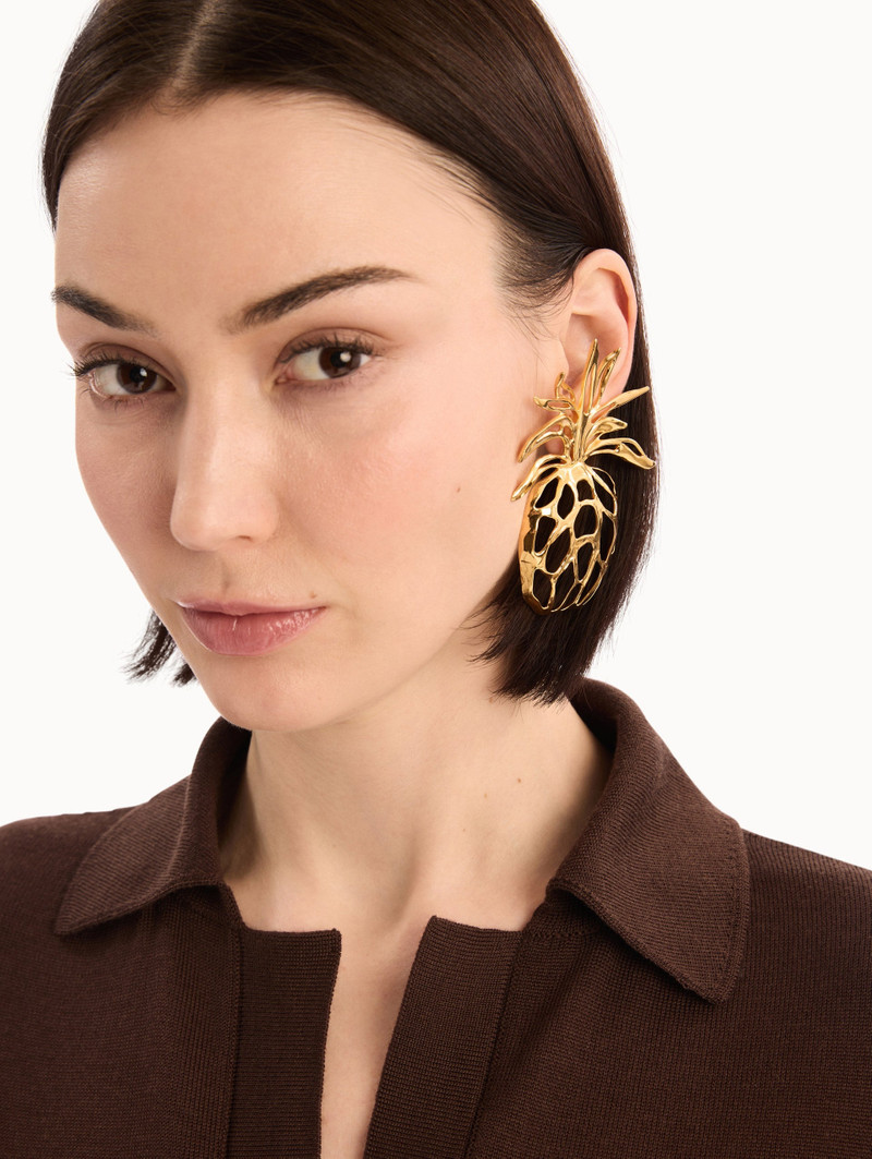 Oscar de la Renta OPENWORK PINEAPPLE CLIP-ON EARRINGS outlook