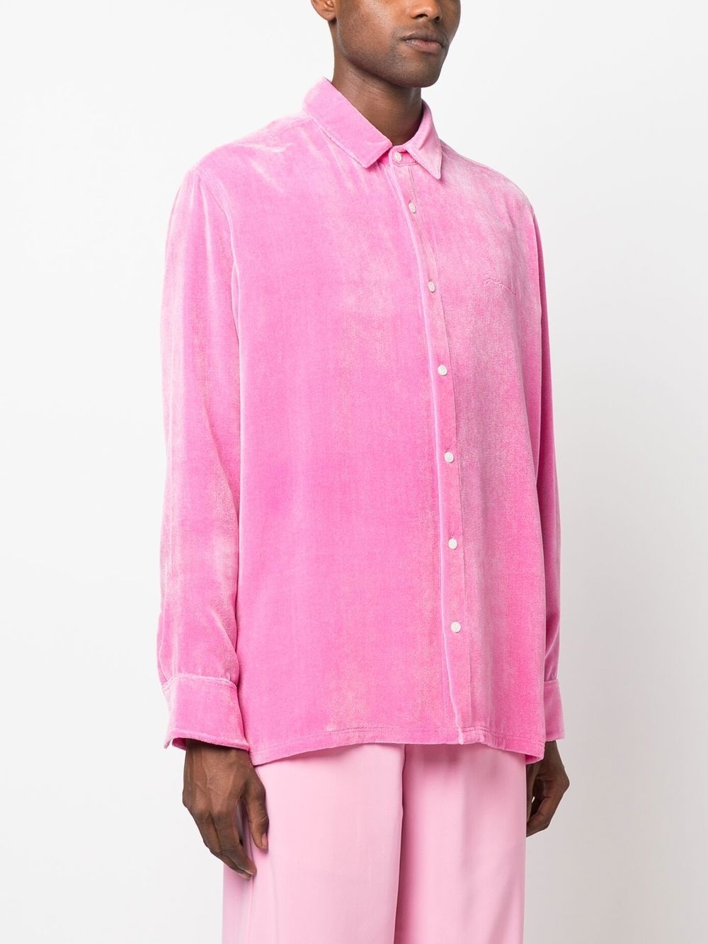 logo-embroidered textured shirt - 3