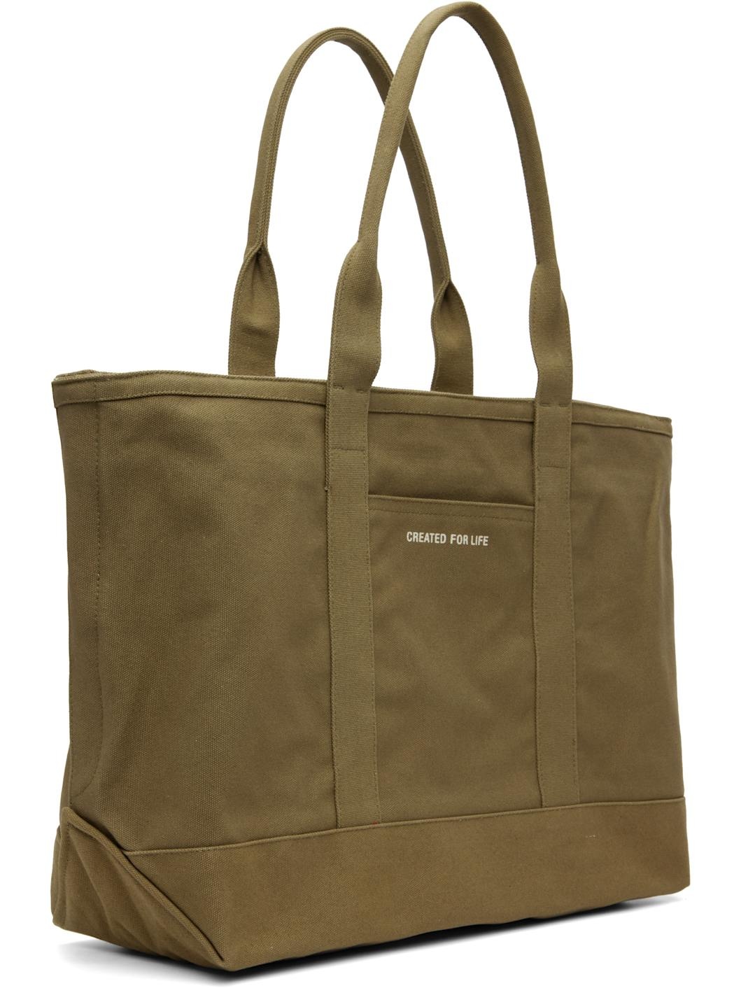 Khaki Stefan Cotton Canvas Tote - 3