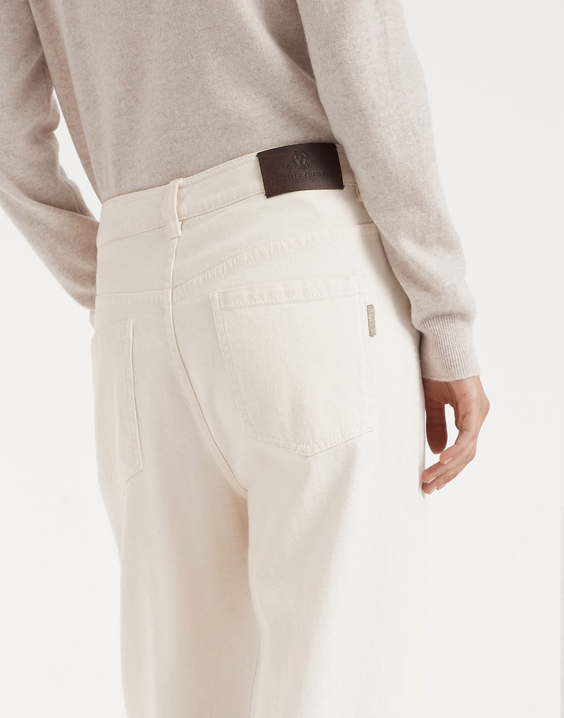 Garment-dyed comfort denim baggy trousers with shiny tab 3