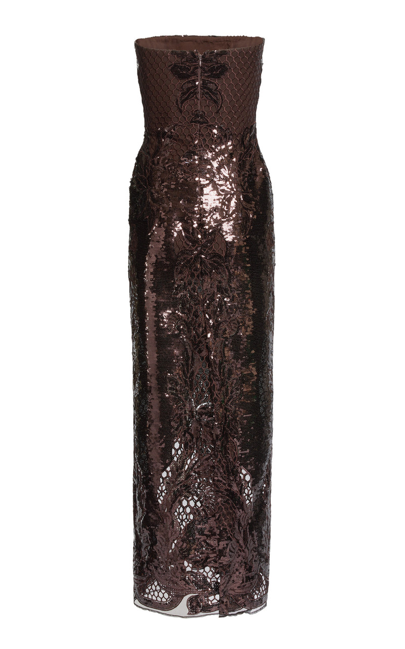 Sequined Tulle Midi Dress brown 5