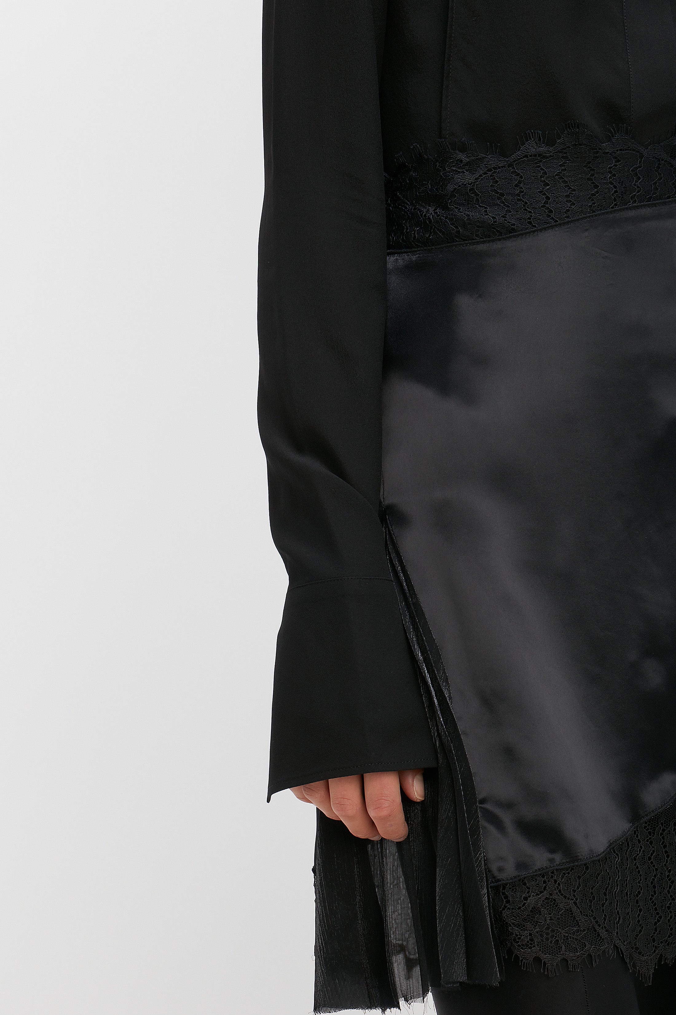 Lace Detail Mini Skirt in Black - 6