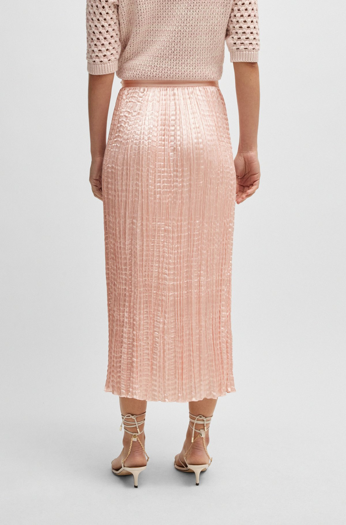 CRINKLE-PLISSÉ SKIRT WITH TONAL WAISTBAND - 4