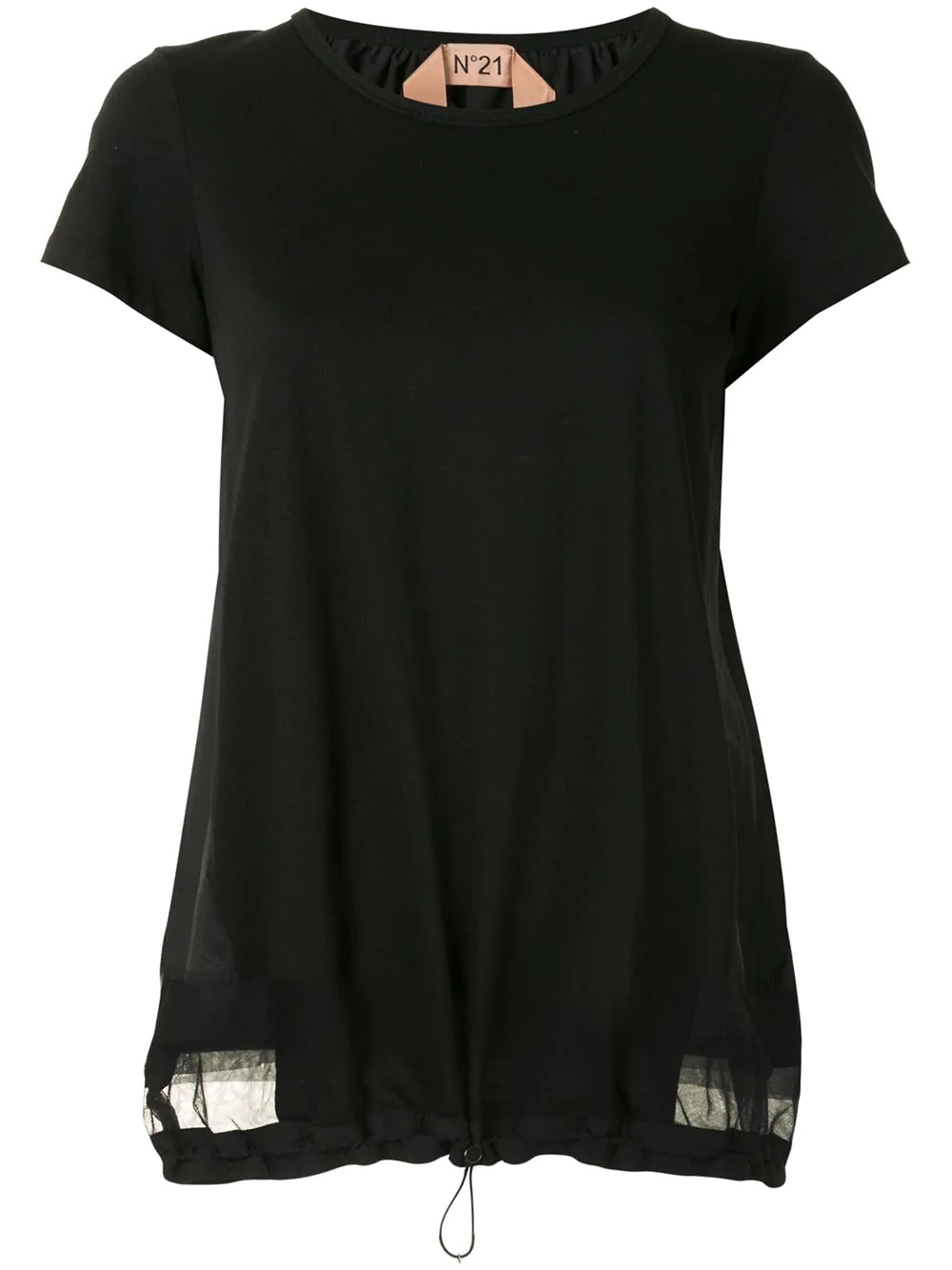 drawstring sheer hem top - 1