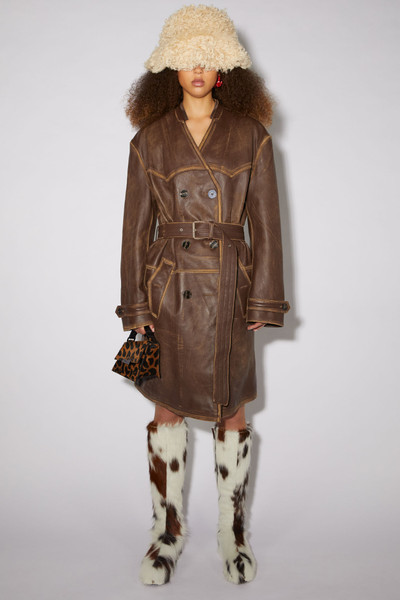 Acne Studios Belted leather coat - Caramel brown outlook