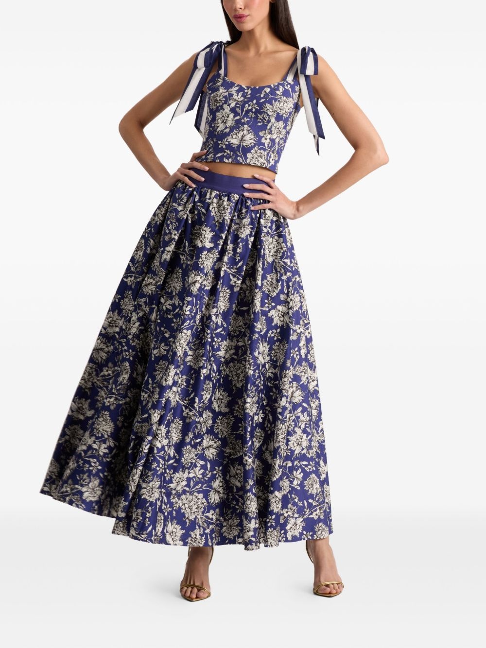 Blanca floral-print tie-shoulder top - 2