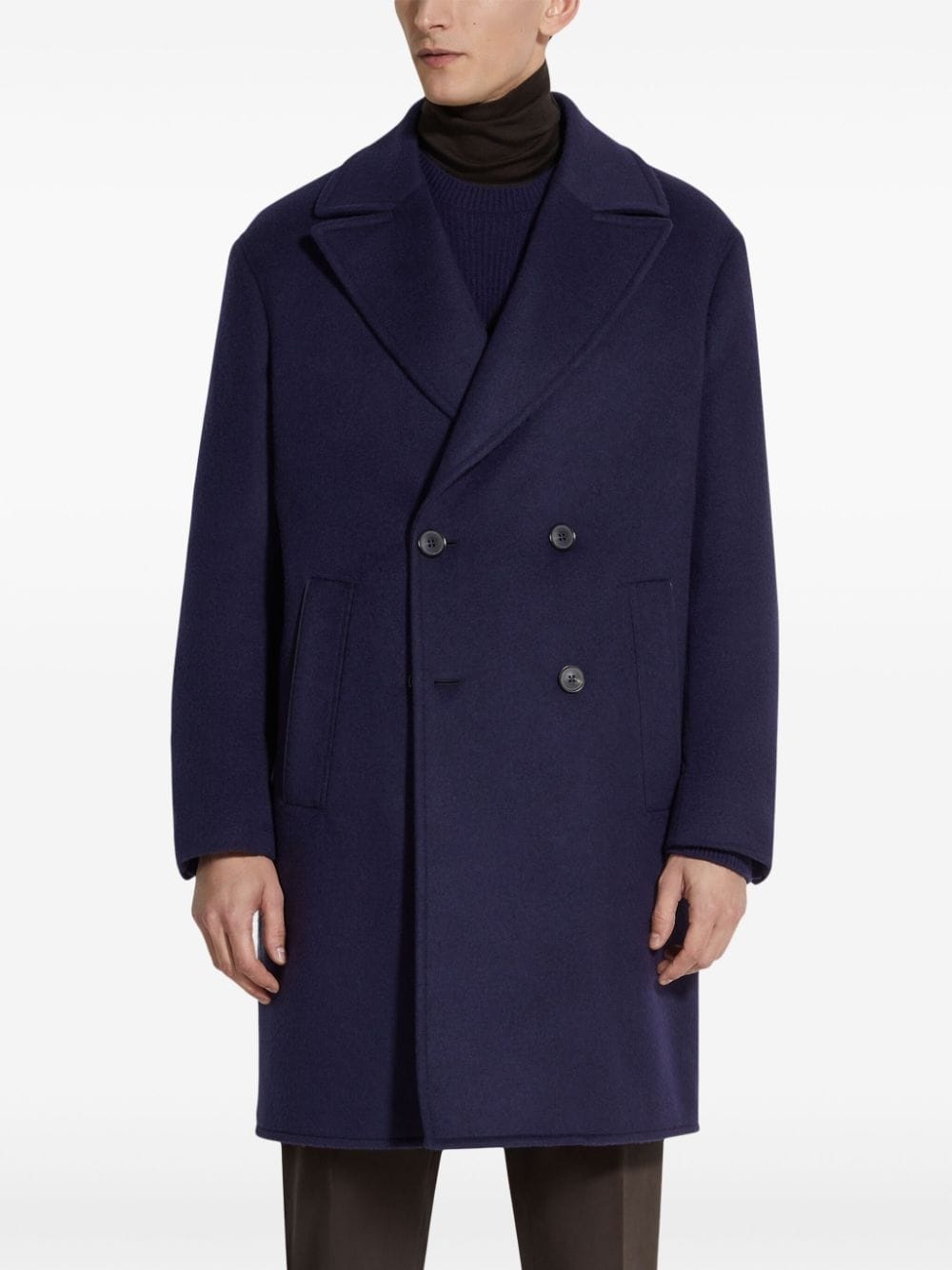 double-breasted cashmere coat - 3