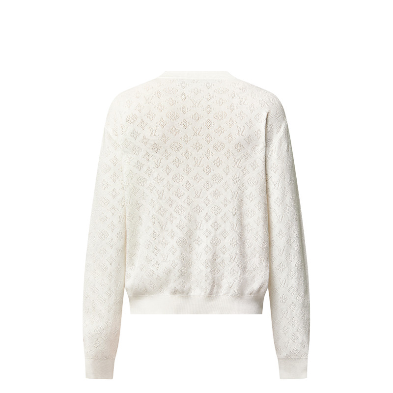 Monogram Pointelle Cotton Pullover 3