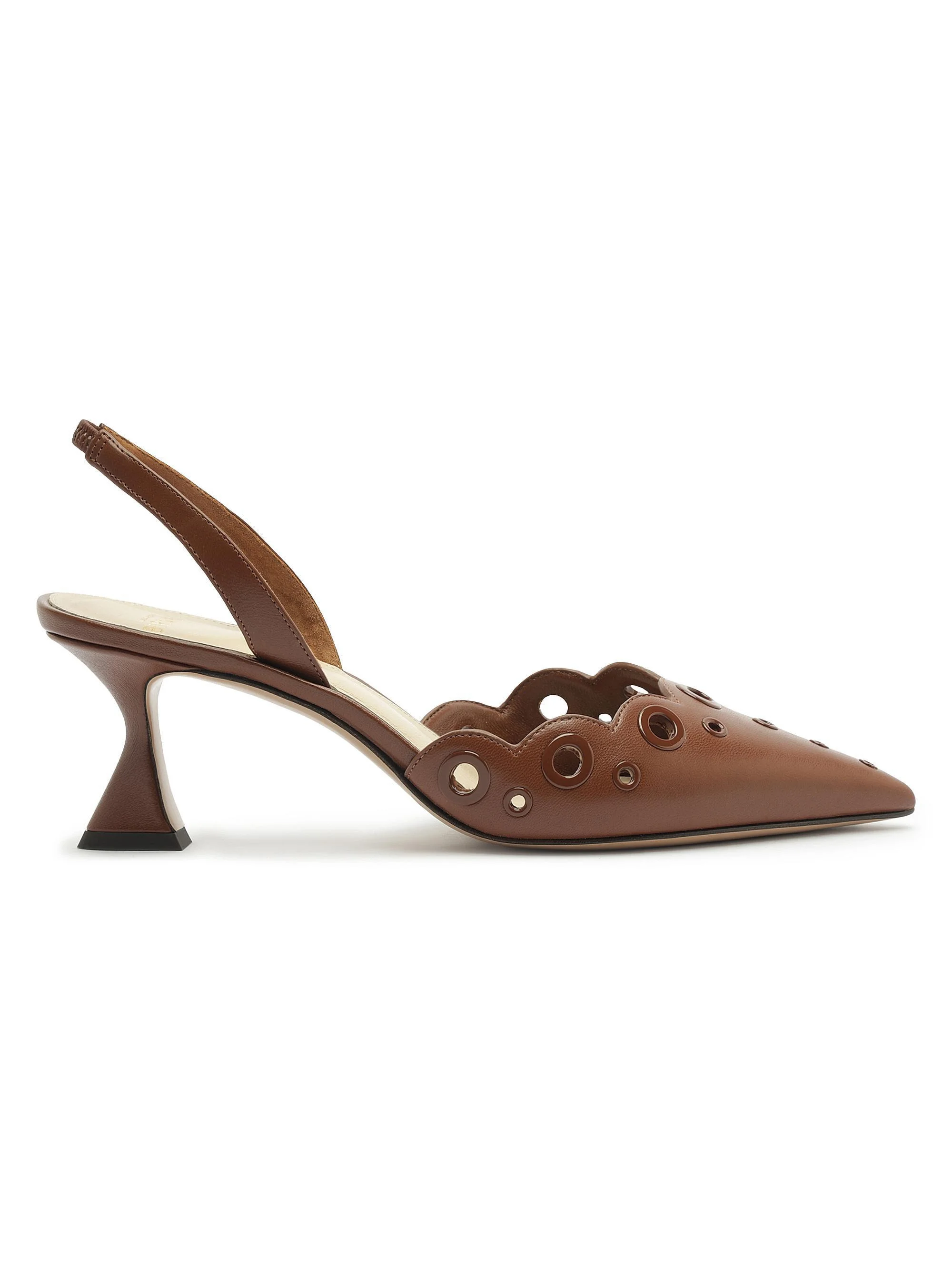 Women's Miley 60MM Eyelet Leather Slingback Pumps - Espresso - 1