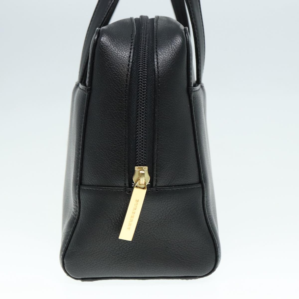 Burberry Hand Bag Leather Black Gold - 5