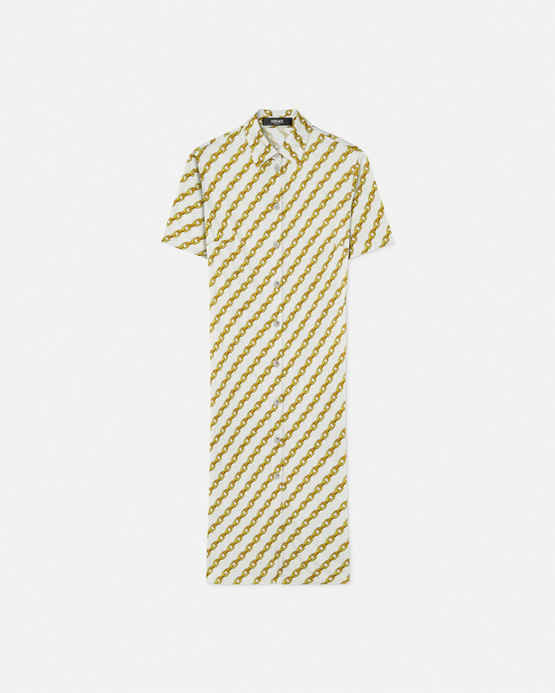Chain Stripes Fitted Midi Shirt Dress - 1