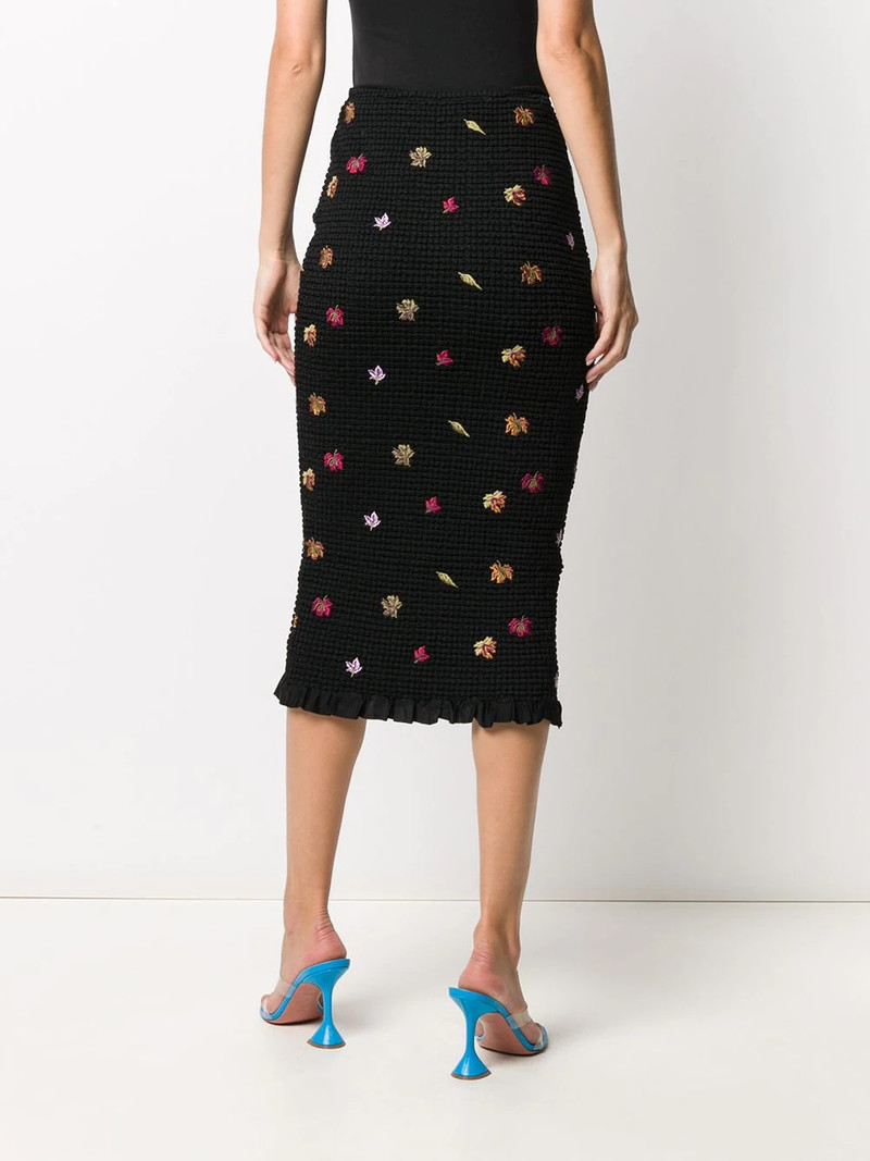 embroidered-leaves mid-length 스커트 4