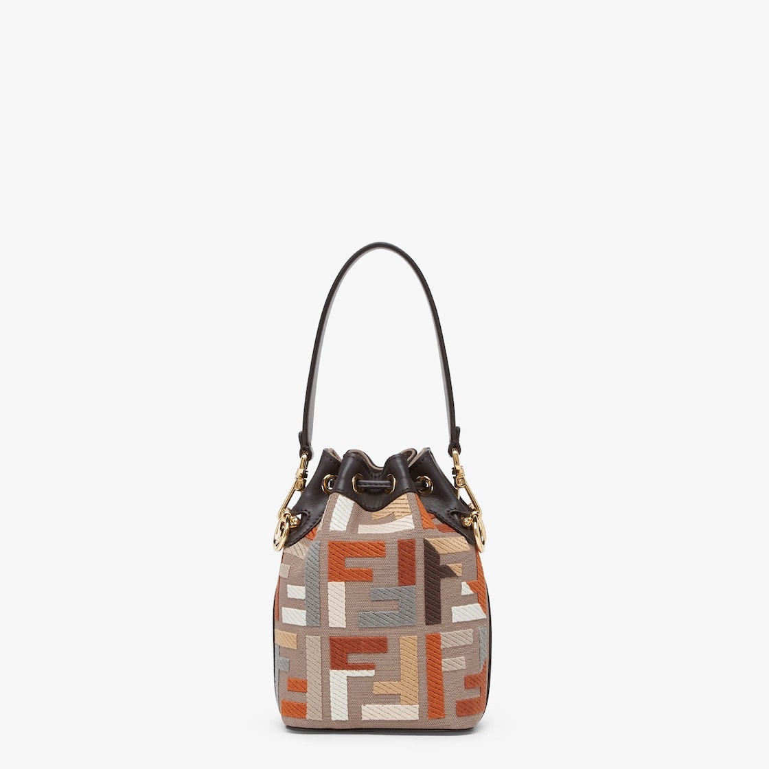 Mon Tresor - Beige canvas mini-bag with Fendi Roma embroidery