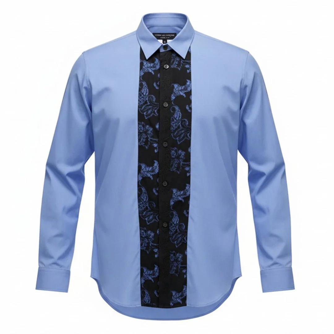 Long Sleeve Contrast Panel Shirt - 1