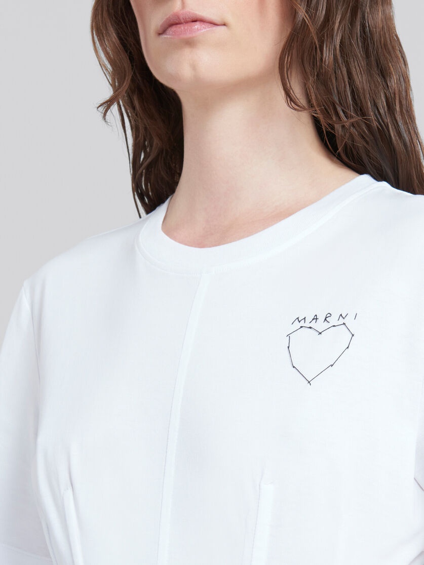 WHITE ORGANIC JERSEY CORSET T-SHIRT - 4