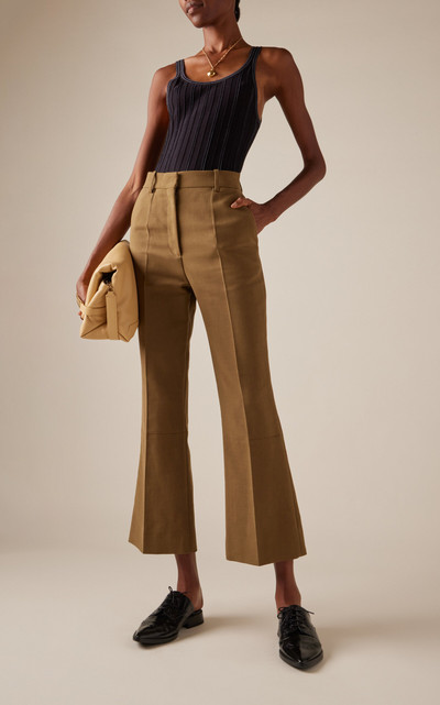 Victoria Beckham Cropped Cotton Pants green outlook