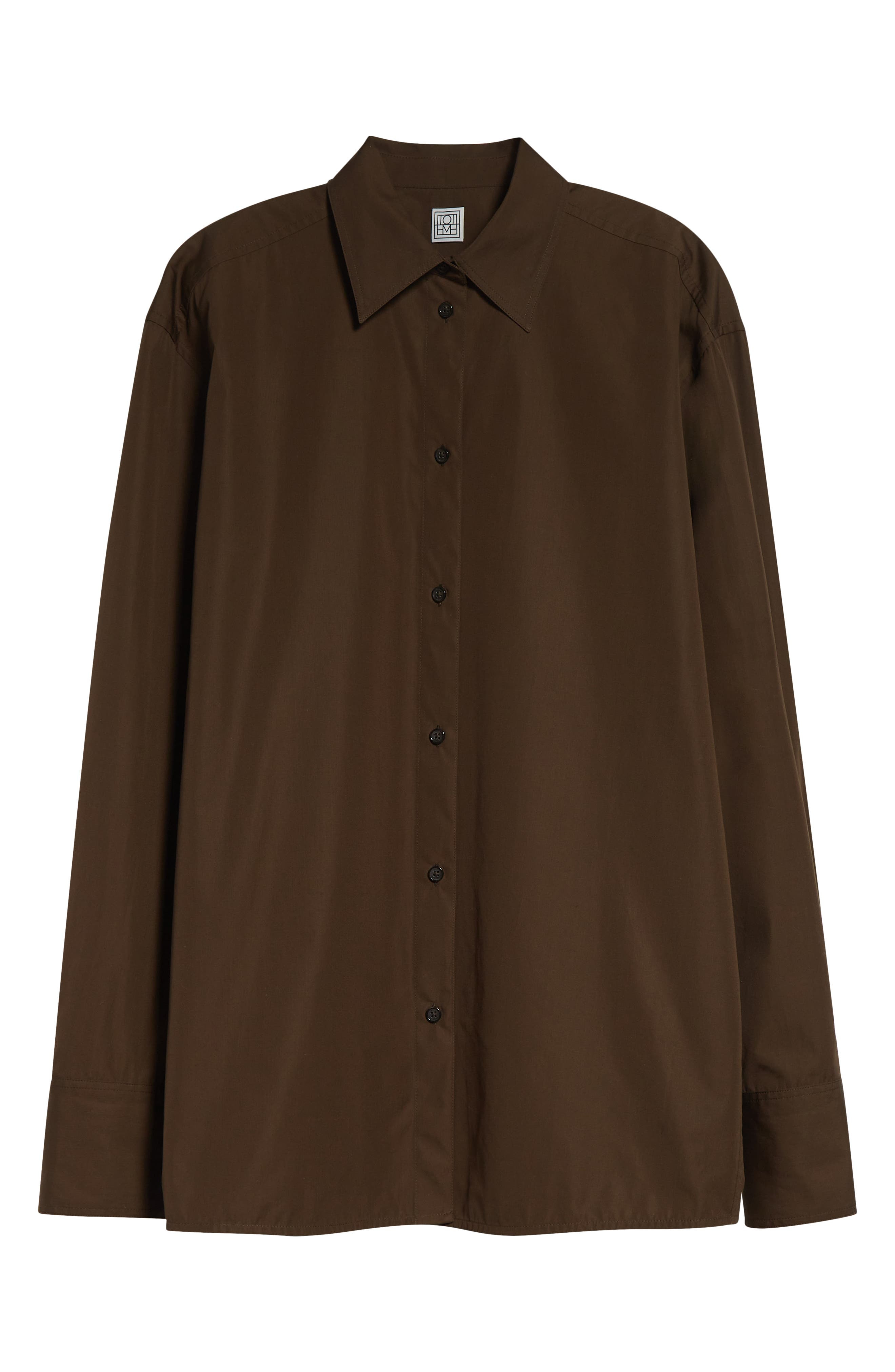 TOTEME Classic Cotton Button-Up Shirt in Pepper at Nordstrom - 6