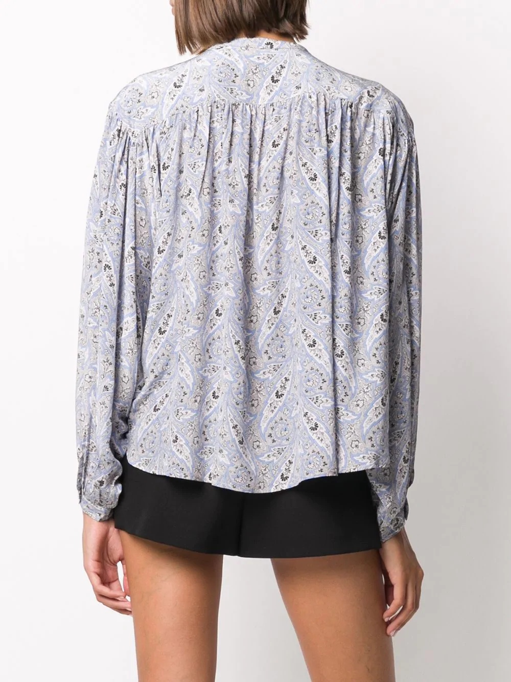 paisley print silk top - 4