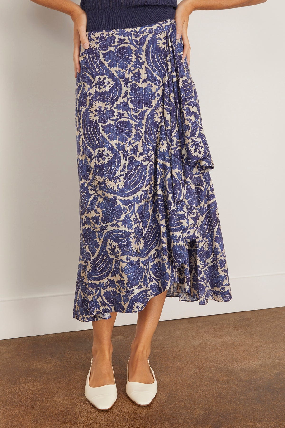 Sabina Faux Wrap Skirt in Ocean - 3