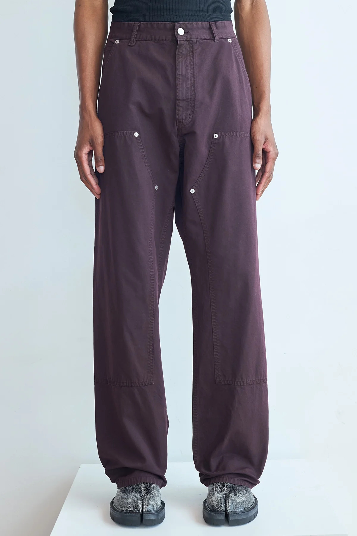 MM6 Maison Margiela Canvas Workwear Pants Dark Wine - 4