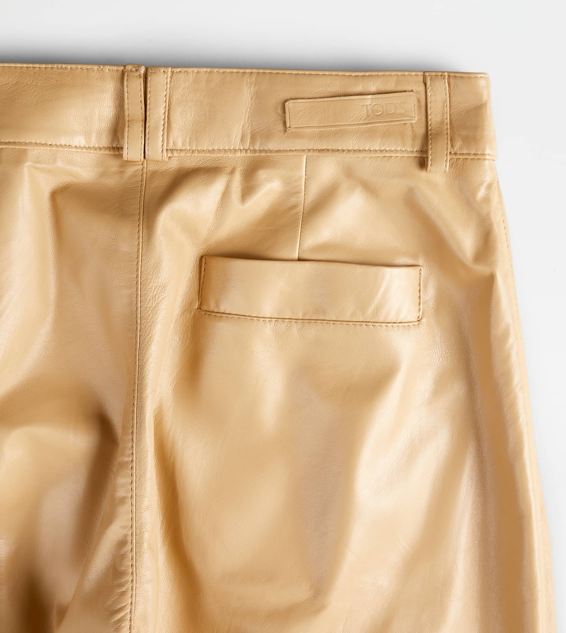 PANTS IN LEATHER - BEIGE - 10
