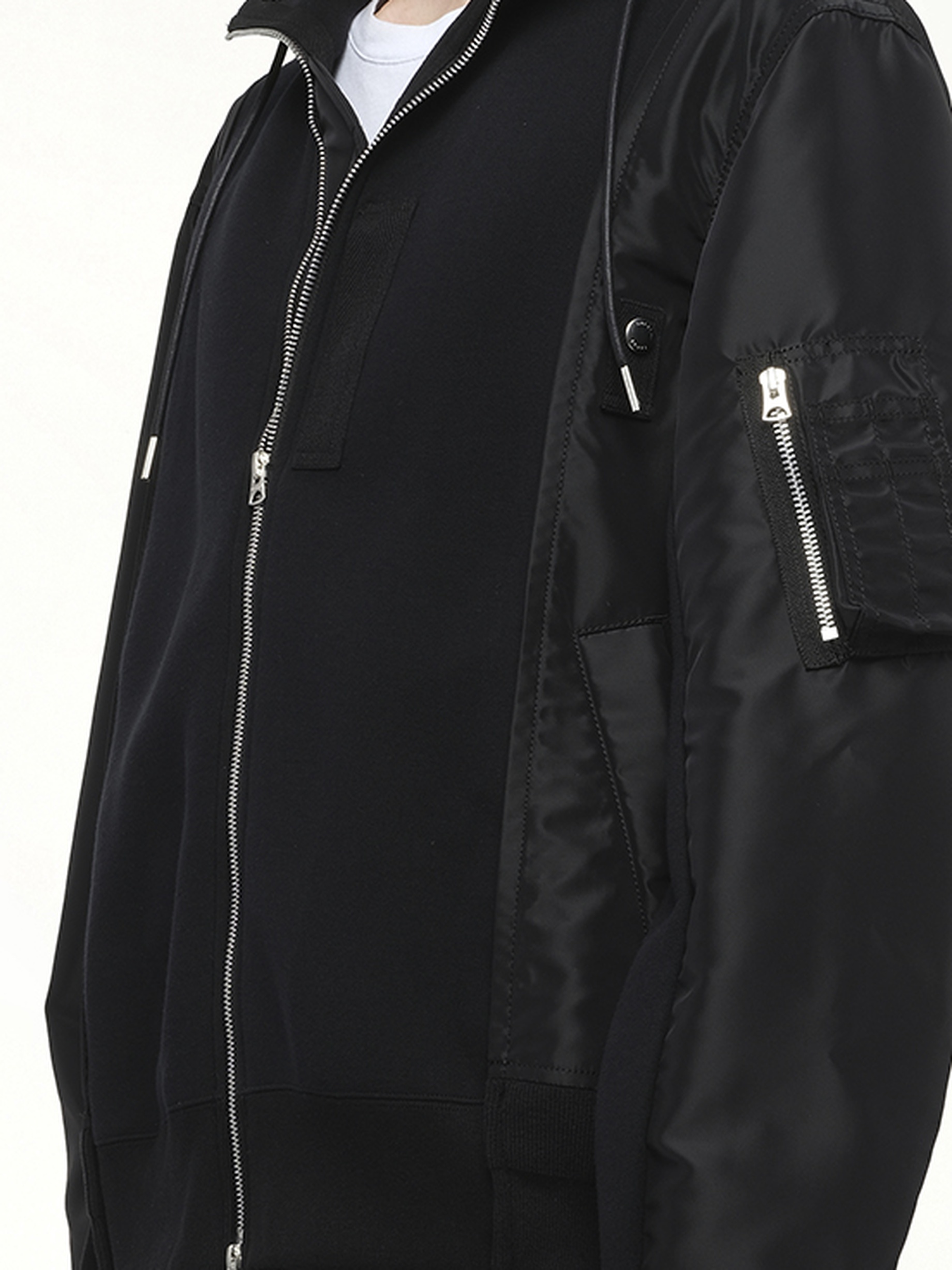 Sponge Sweat Nylon Twill Hoodie in Black/Black - 3