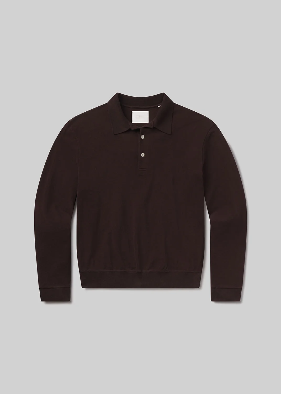 Long Sleeve Banded Polo In Brown - 1