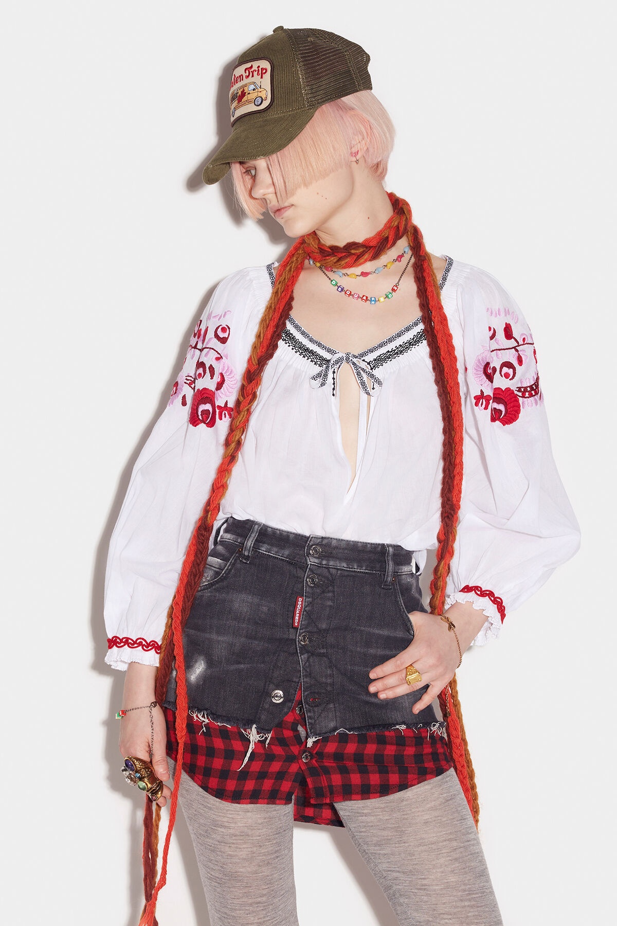 BLACK & CHECK SHIRT SKIRT - 3