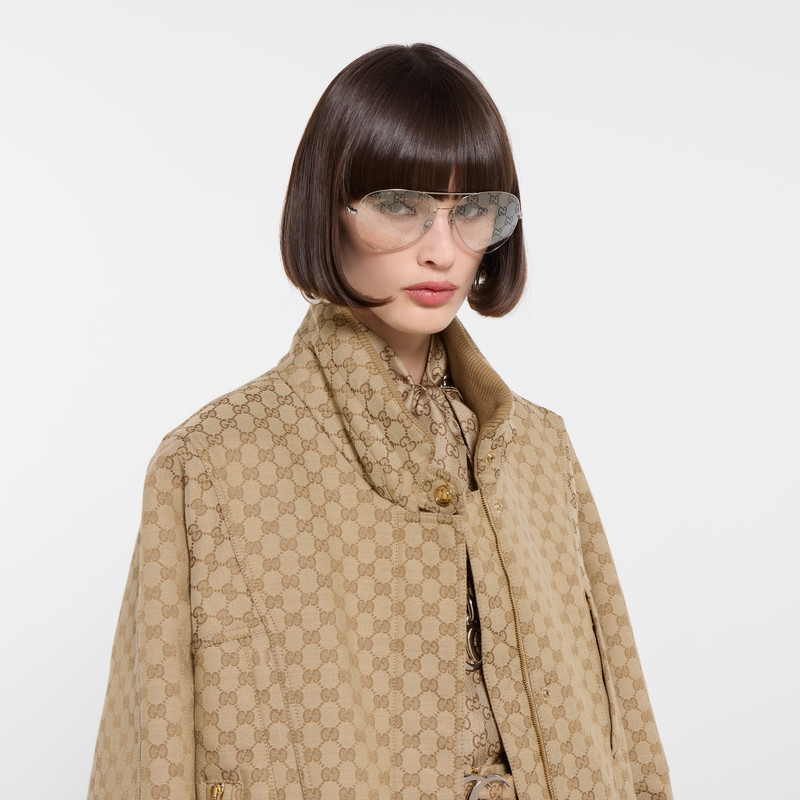 GG cotton canvas fabric zip jacket 3