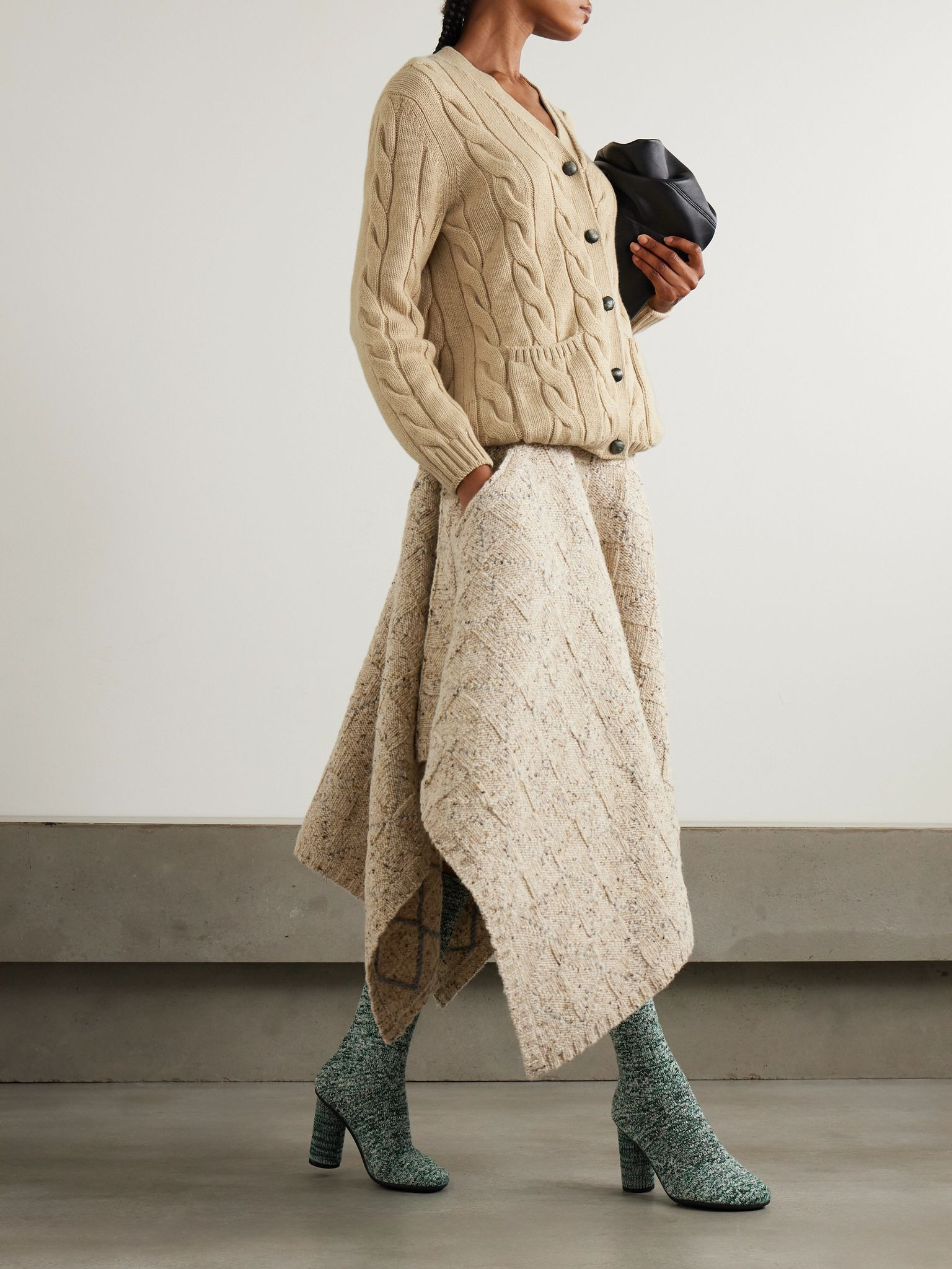 Napier cable-knit cashmere cardigan Beige - 2