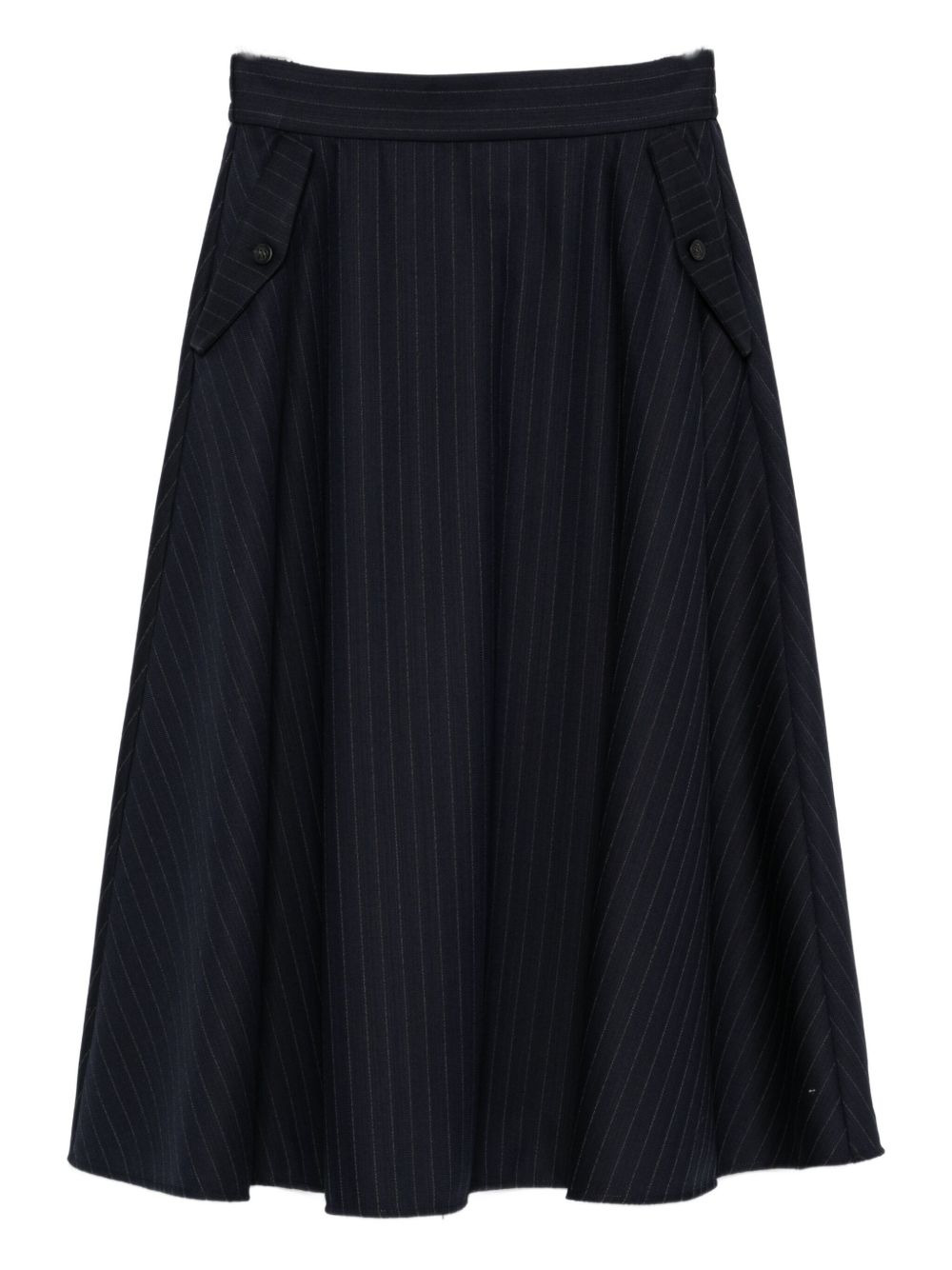 pinstripe button-detailing midi A-line skirt - 1