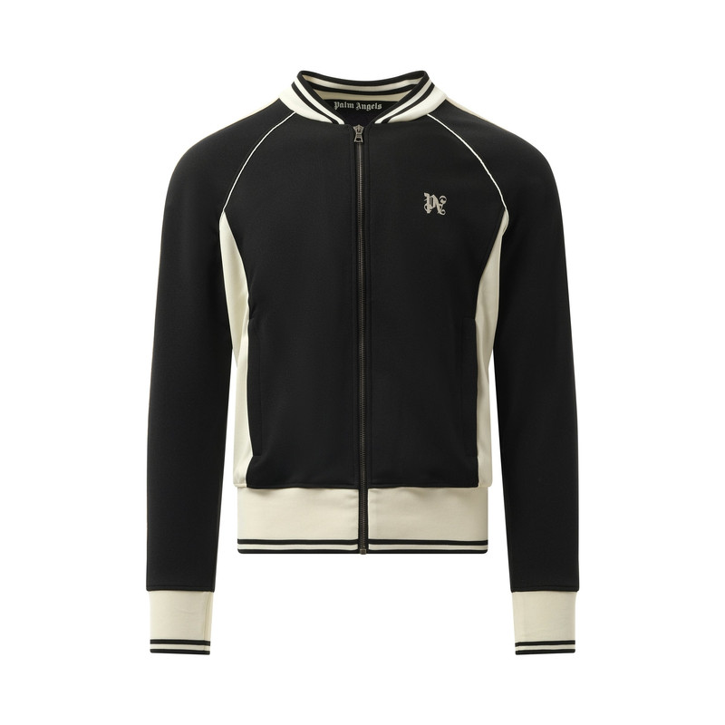 Palm Angels New Monogram Track Jacket in Black/Off White outlook