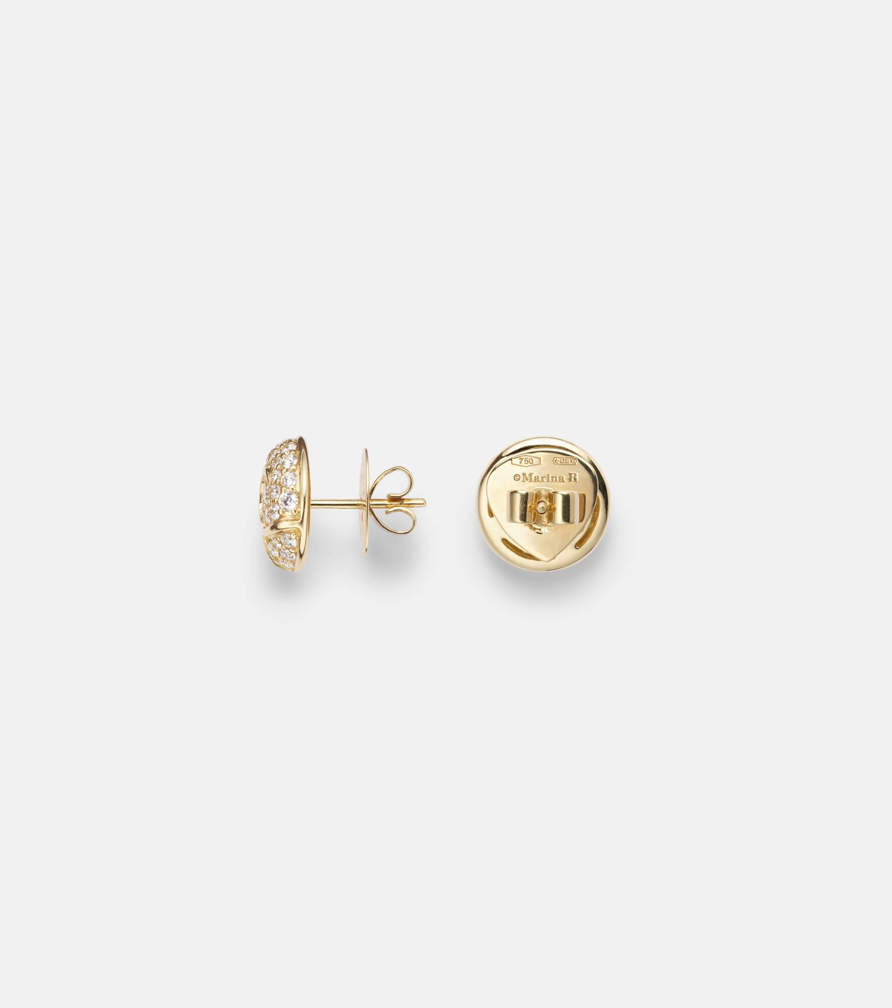 Onda Boule 18kt gold stud earrings with diamonds - 4