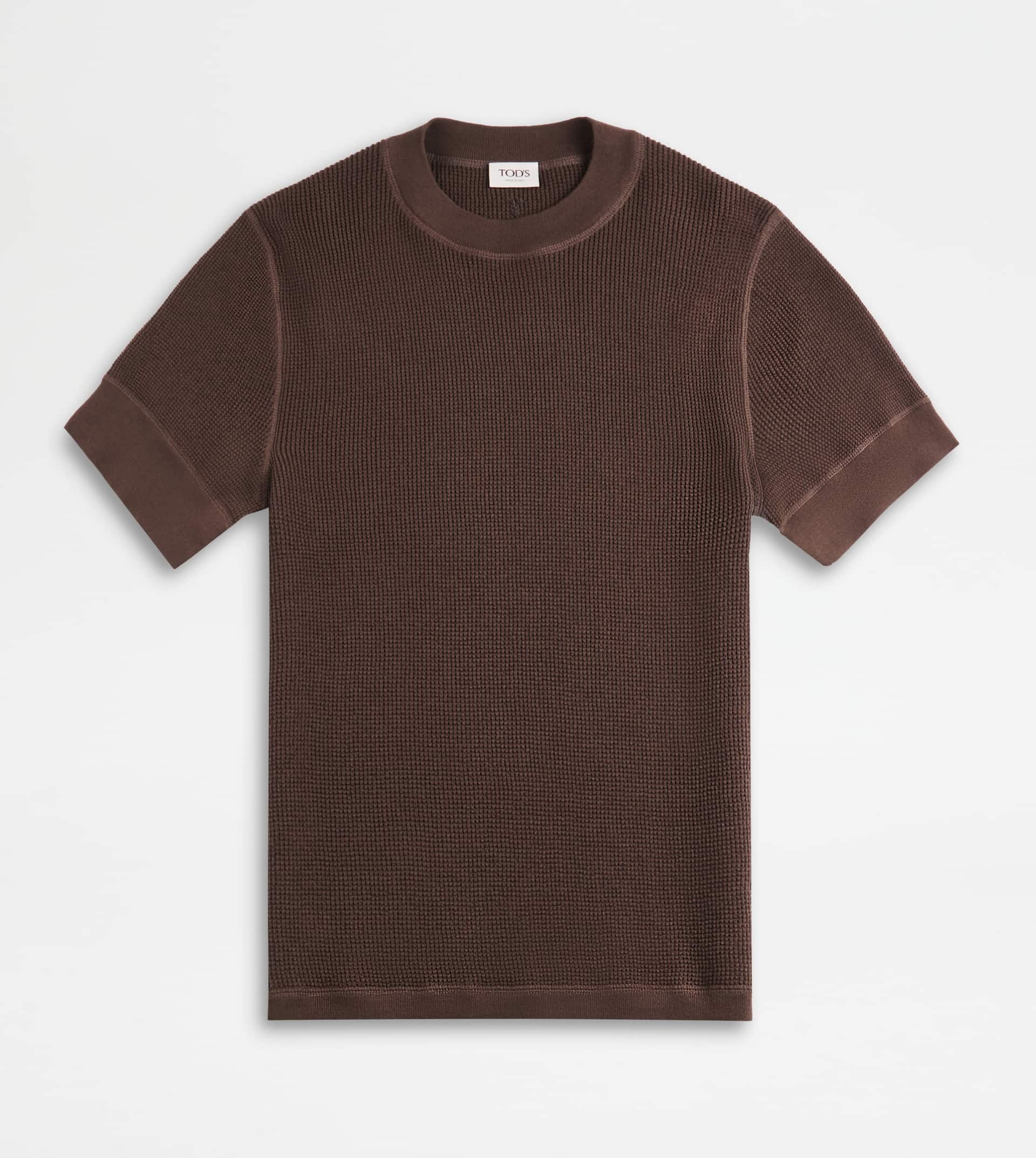 T-SHIRT IN COTTON KNIT - BROWN - 1