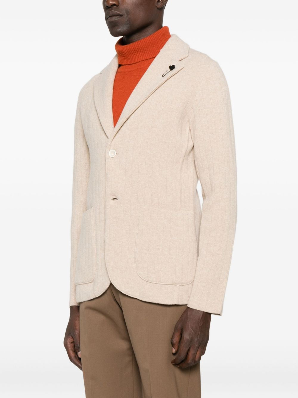 ribbed lapel jacket - 3