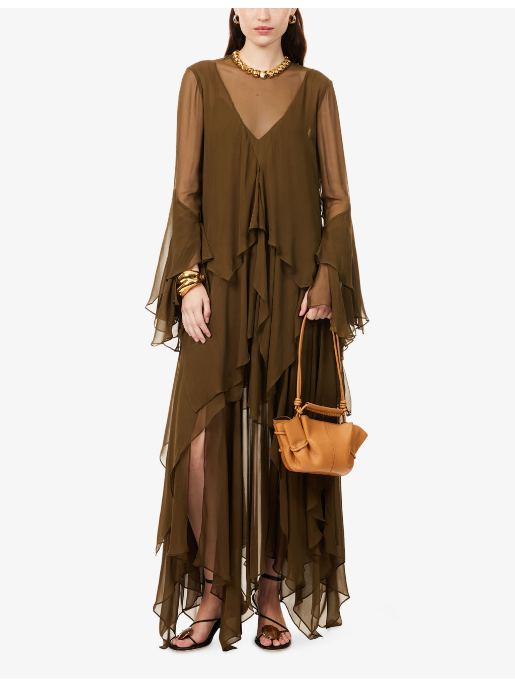 Memento Cascading Silk Maxi Dress - 2