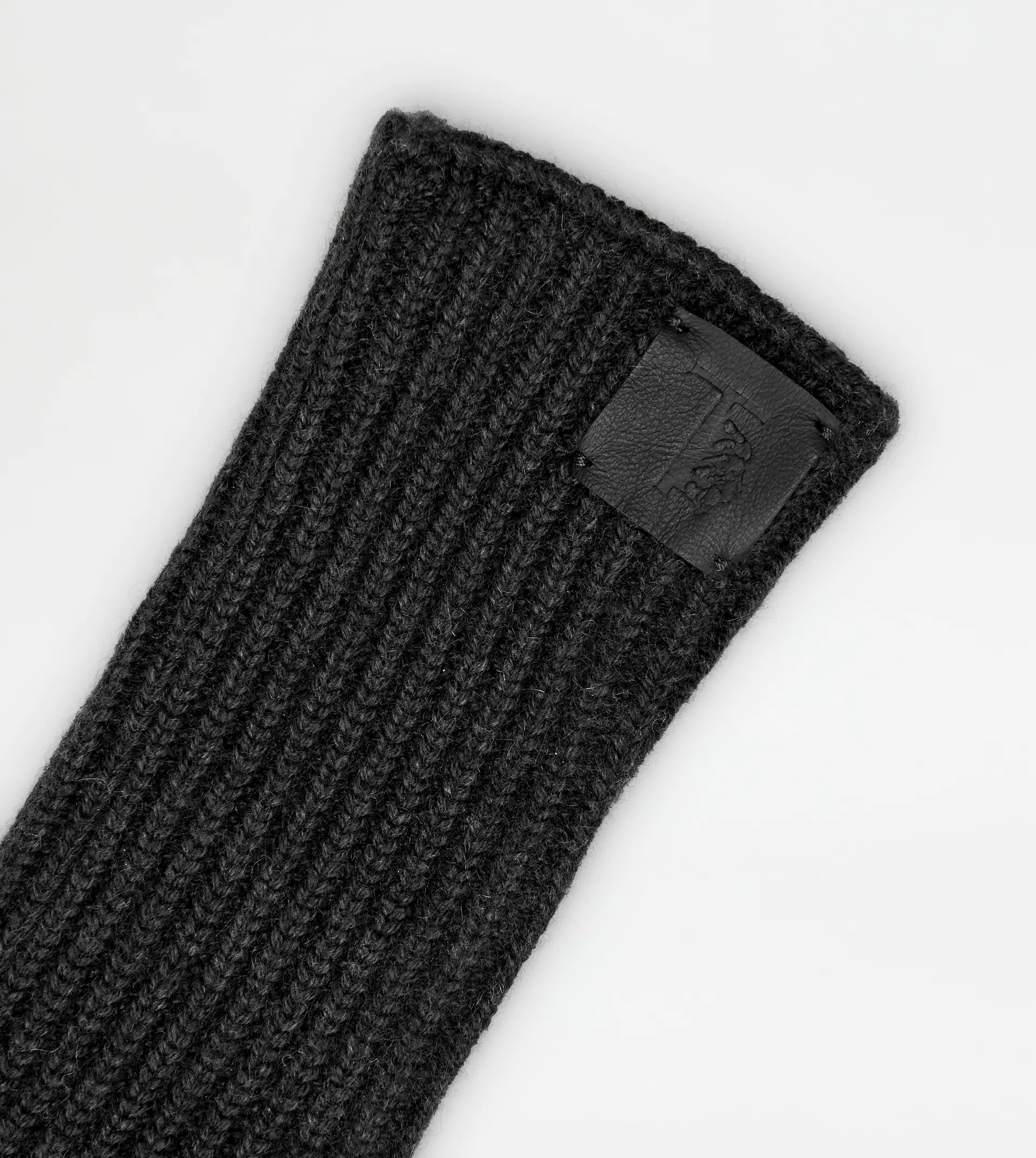 LONG GLOVES IN CASHMERE AND LEATHER - BLACK - 2