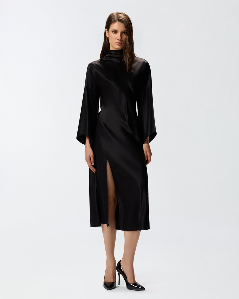 LONG, FLUID SATIN DRESS 4