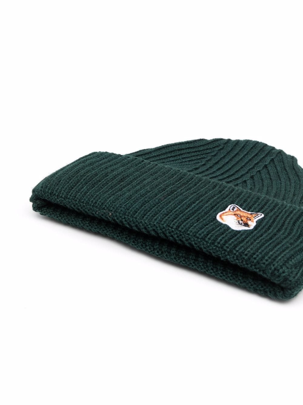 fox-patch knitted wool beanie - 2