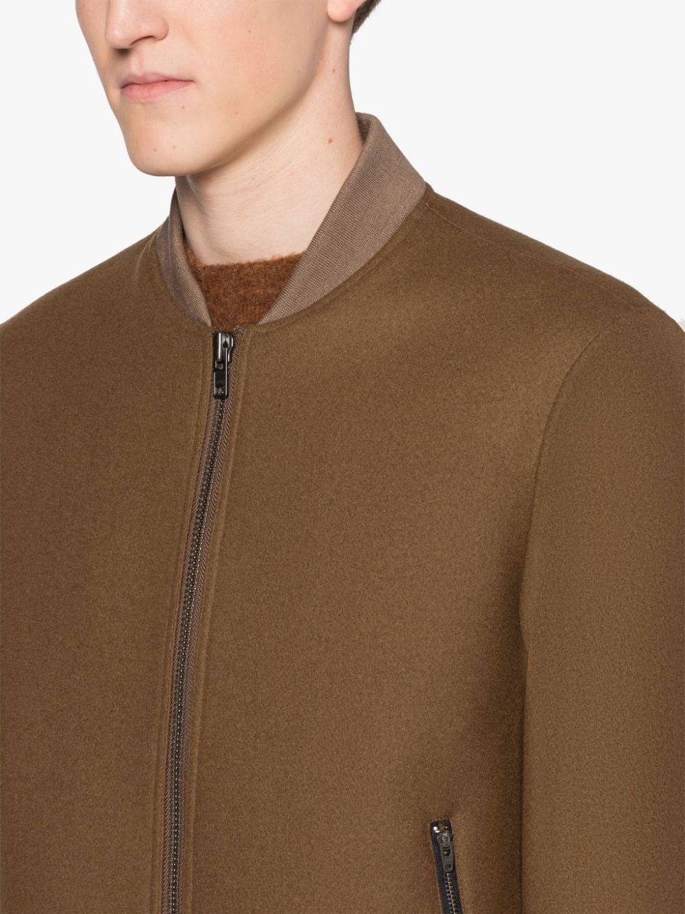 GIRTON DARK CAMEL WOOL BOMBER JACKET - 5