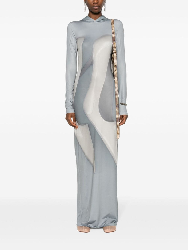 Acne Studios stiletto-print hooded maxi dress outlook