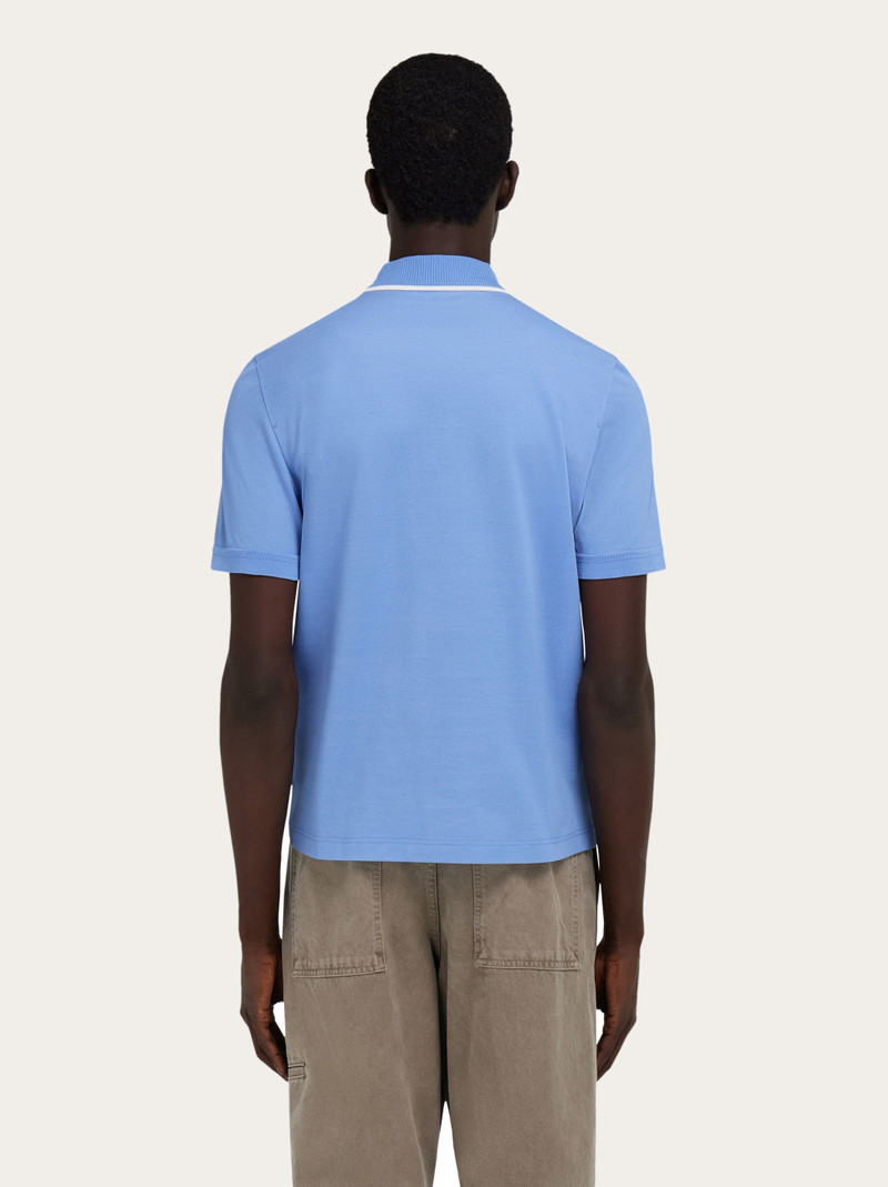 Cotton polo shirt with zip closure 3