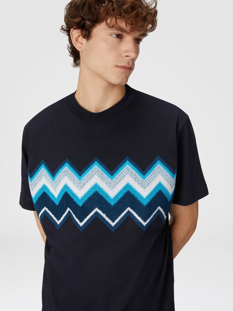 Cotton jersey T-shirt with zig zag embroidery 4