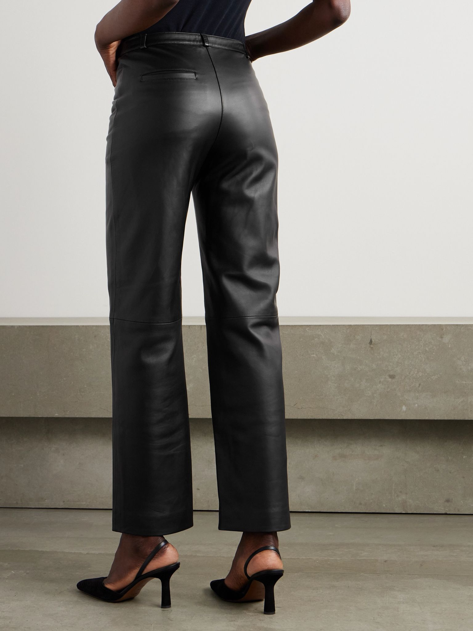Cobe paneled leather straight-leg pants Black - 4