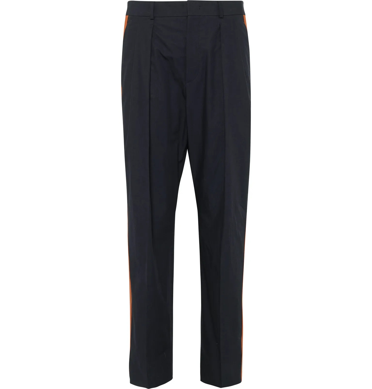 Striped Pleated Cotton-Poplin Trousers - 1