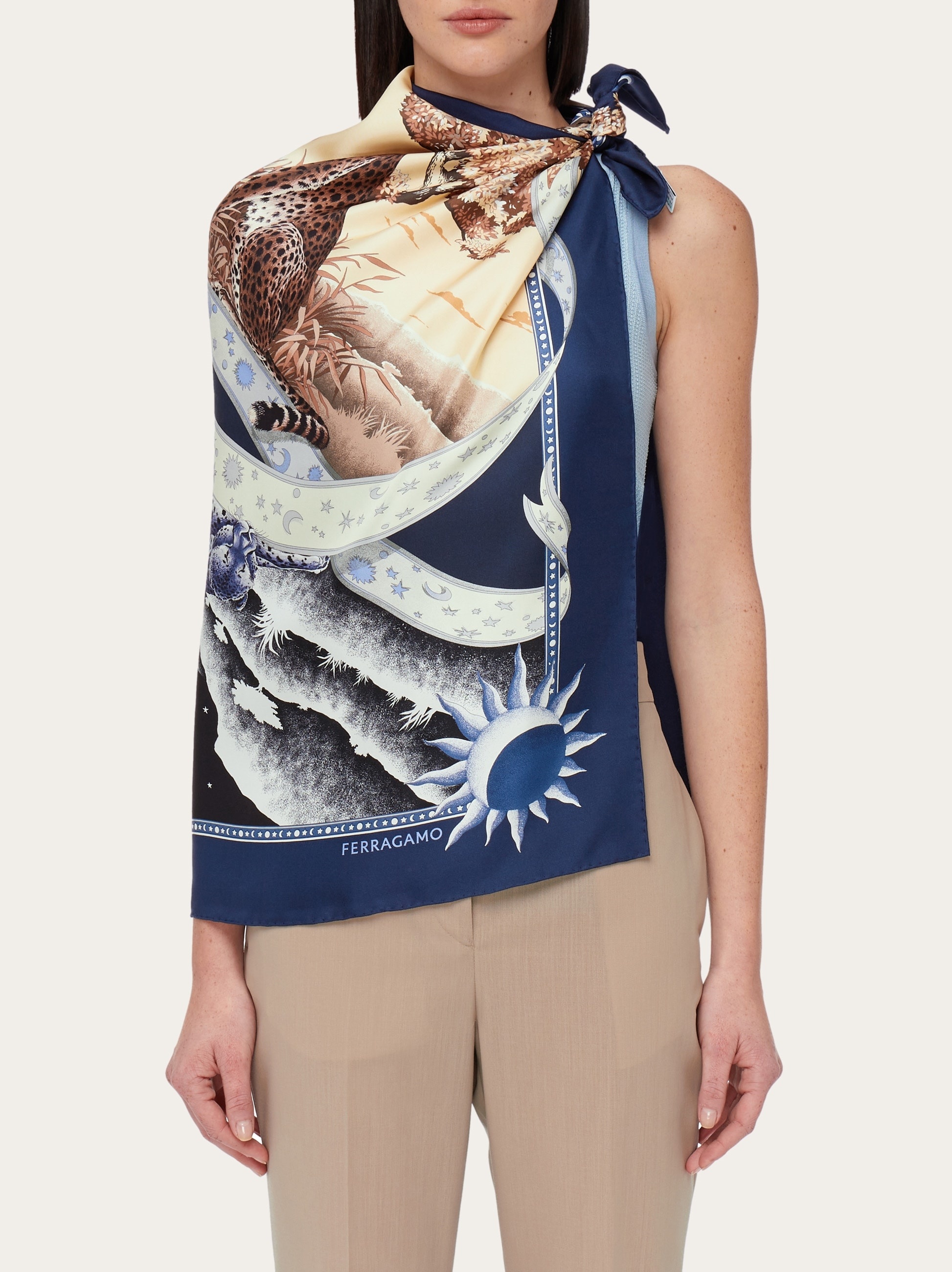 Day & Night print silk foulard - 3