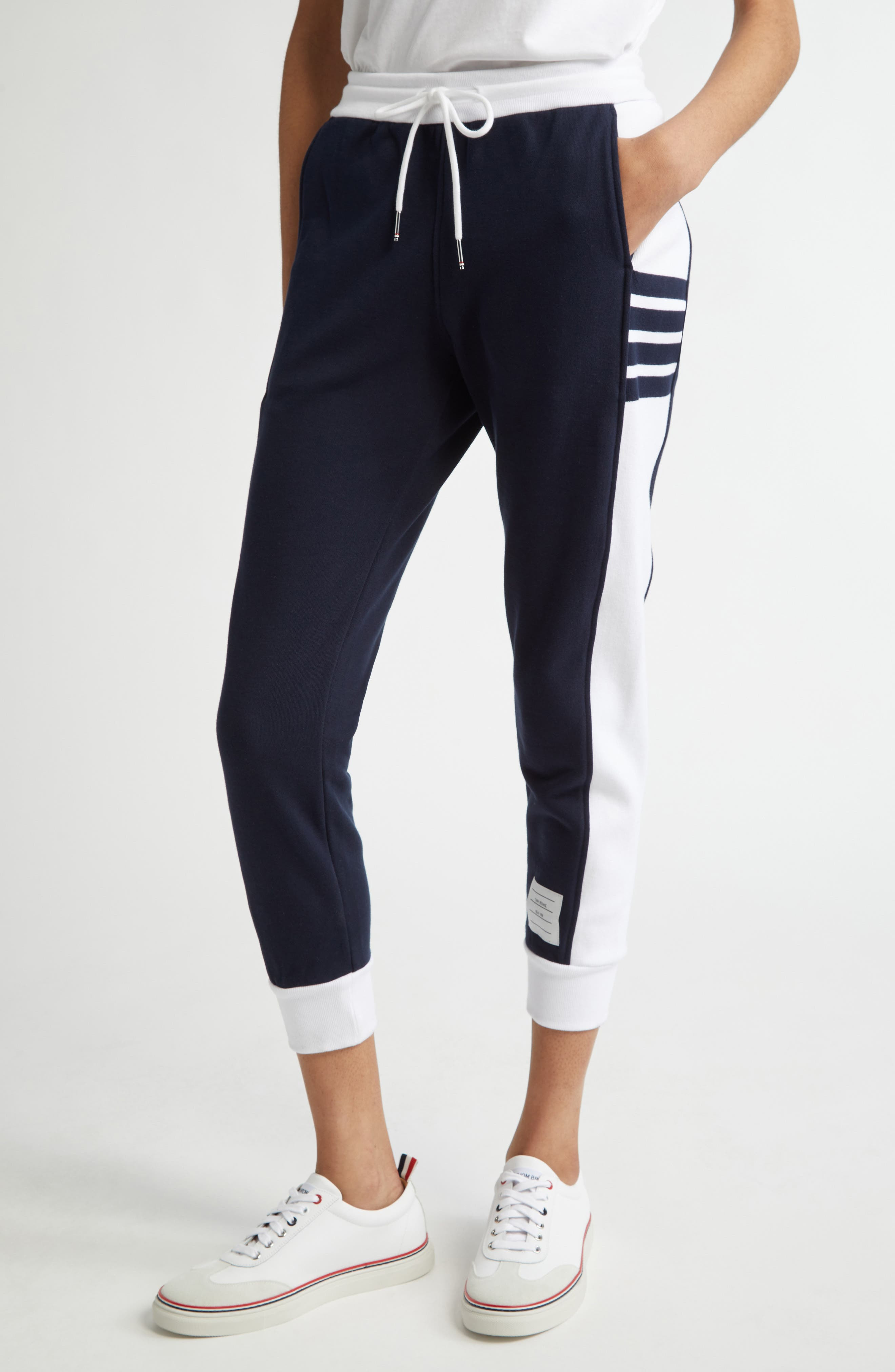 Thom Browne Classic Cotton Jersey Joggers in Navy at Nordstrom - 5