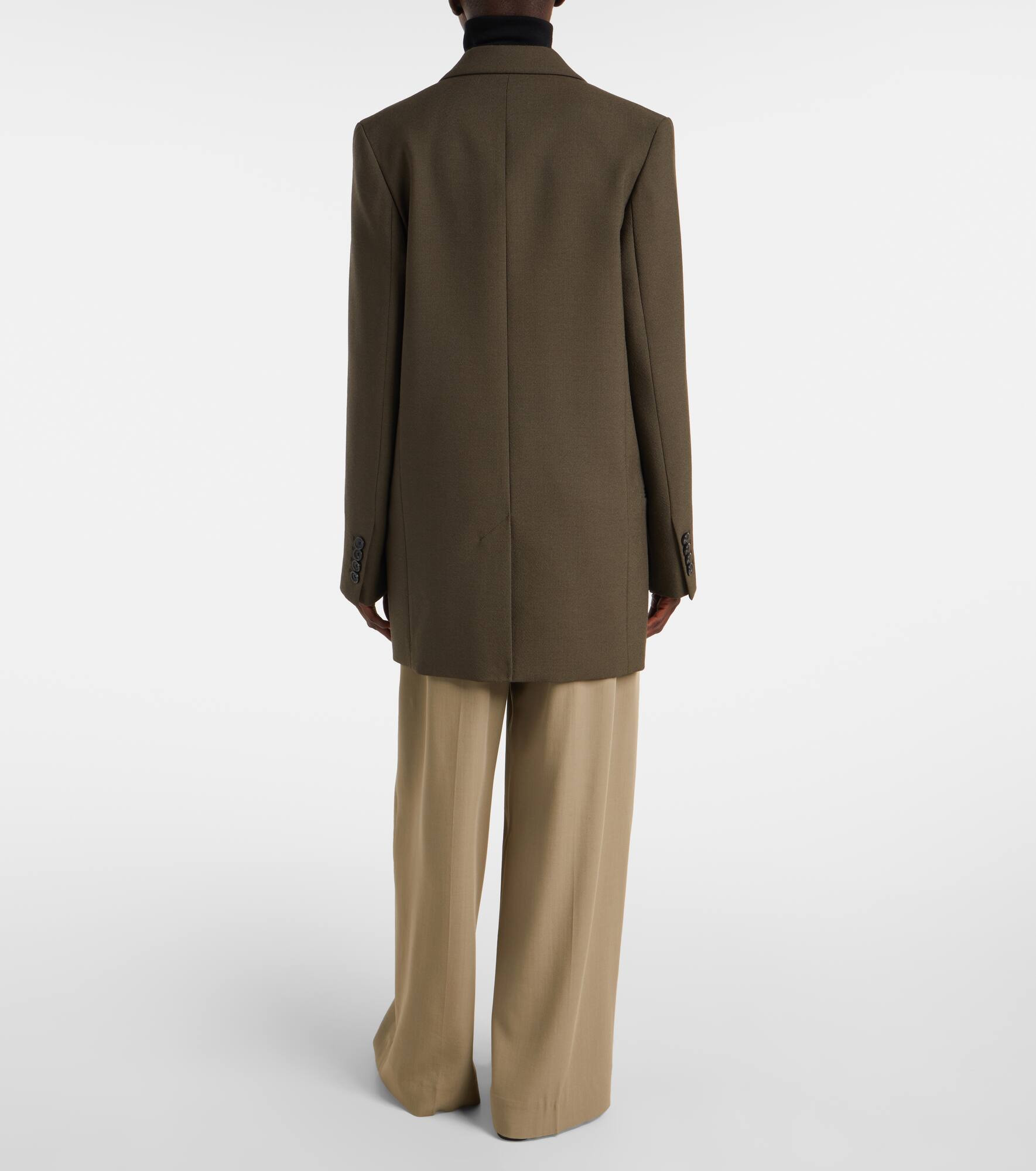 Double-breasted wool-blend blazer - 3