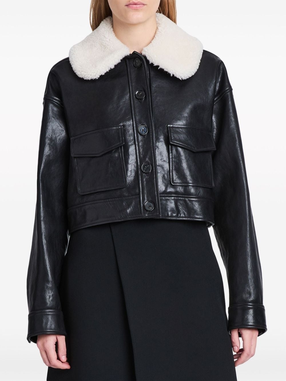 Judd shearling-collar leather jacket - 5