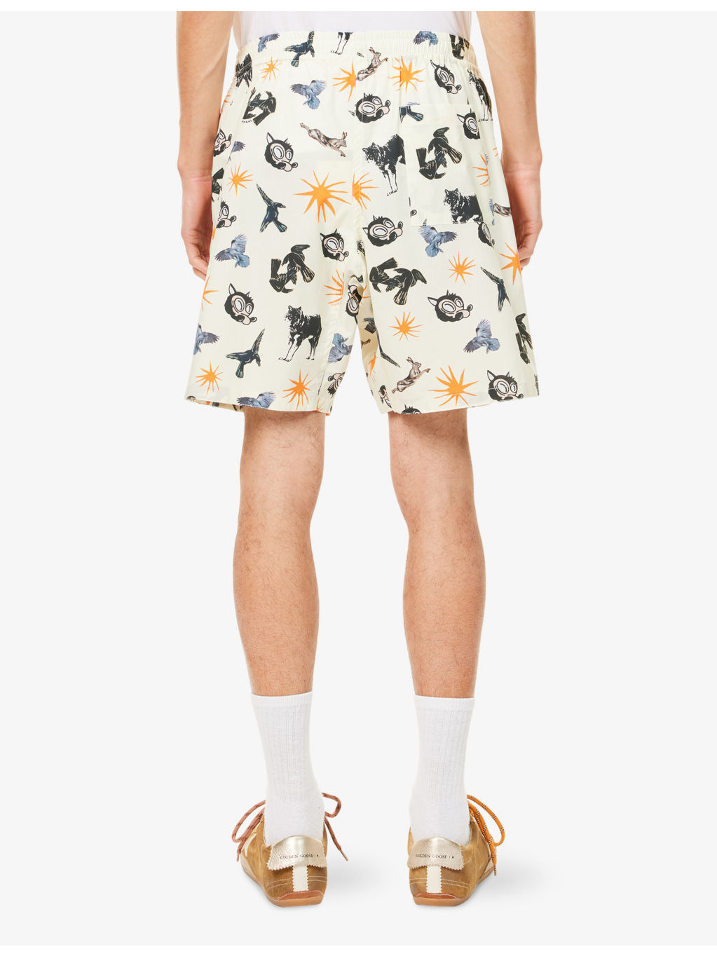 Graphic-Print Relaxed-Fit Cotton Shorts - 4